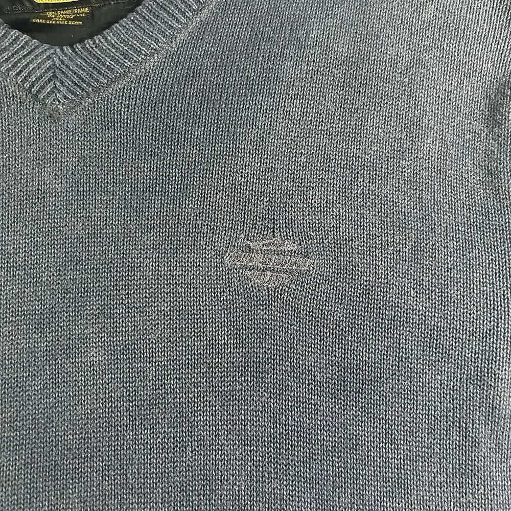 VTG‎ Harley-Davidson Sweater Men's XL Gray Long Sleeve V-neck Ramie Cotton Blend